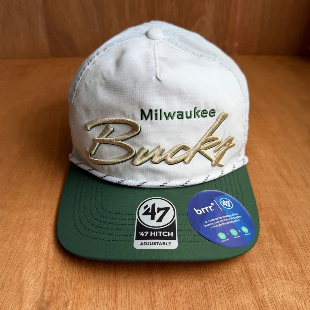 Milwaukee Bucks Hitch Snapback Hat White Green brrr Cooling Rope Cap streetwear
